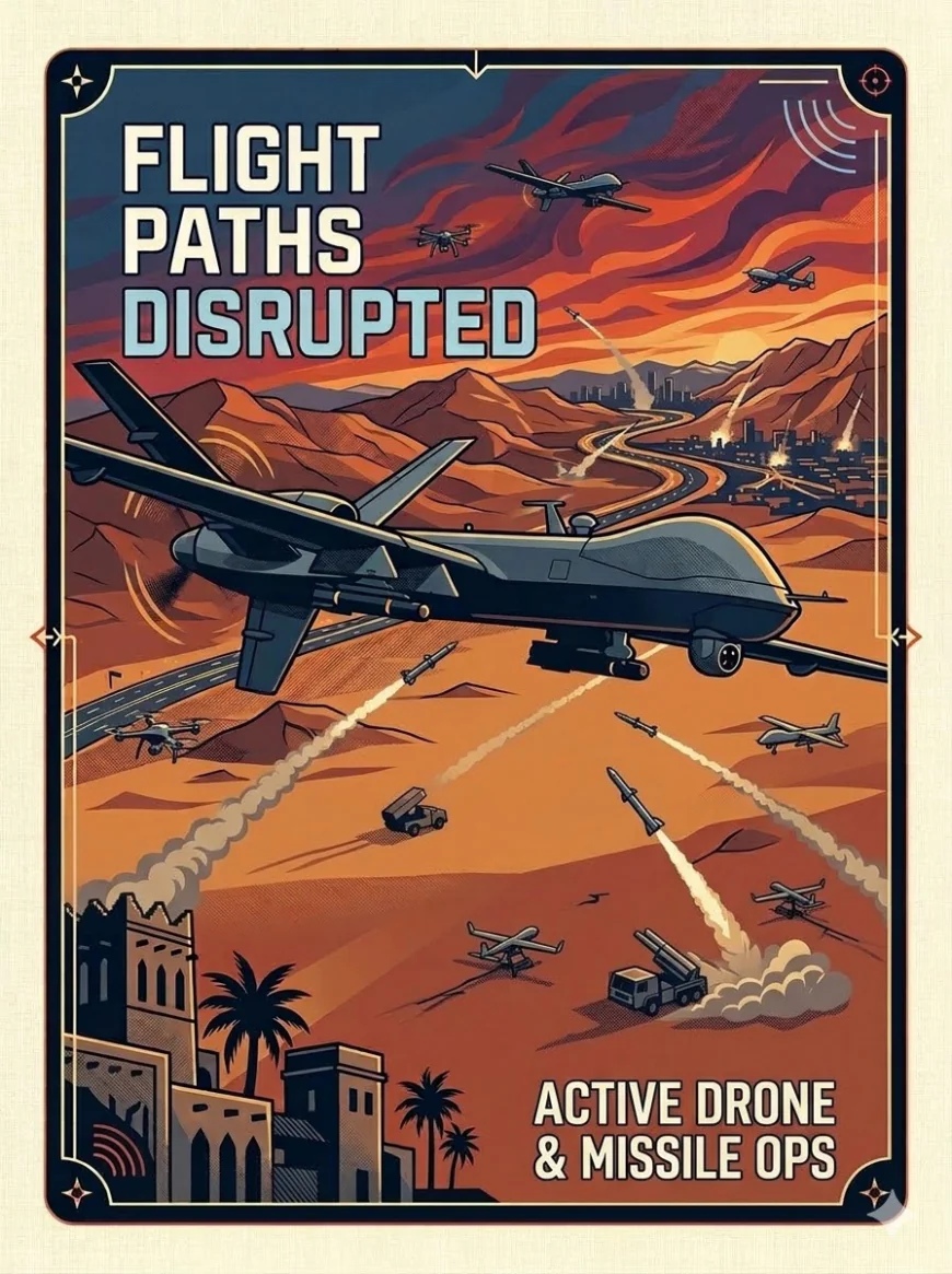 Drone attacks and missiles disrupt pilot flight paths across Middle East