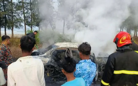 Moving car catches fire on Cox’s Bazar Marine Drive