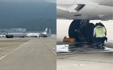 Malaysia Airlines flight's tyre bursts at Hong Kong airport