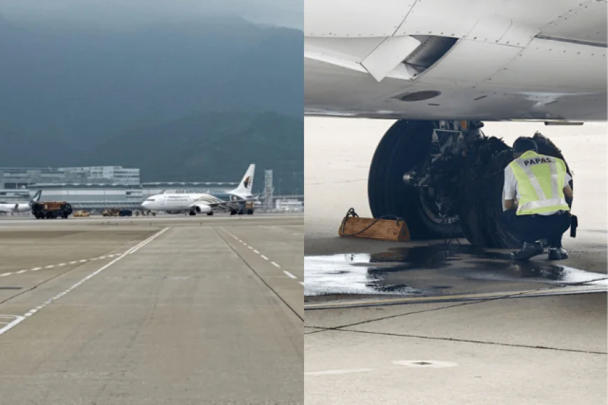Malaysia Airlines flight's tyre bursts at Hong Kong airport