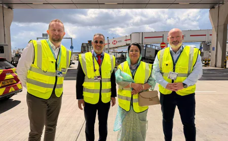 Civil aviation minister visits Heathrow airport