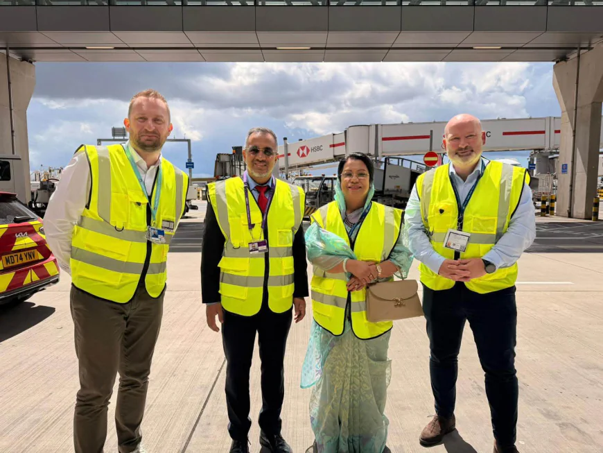 Civil aviation minister visits Heathrow airport